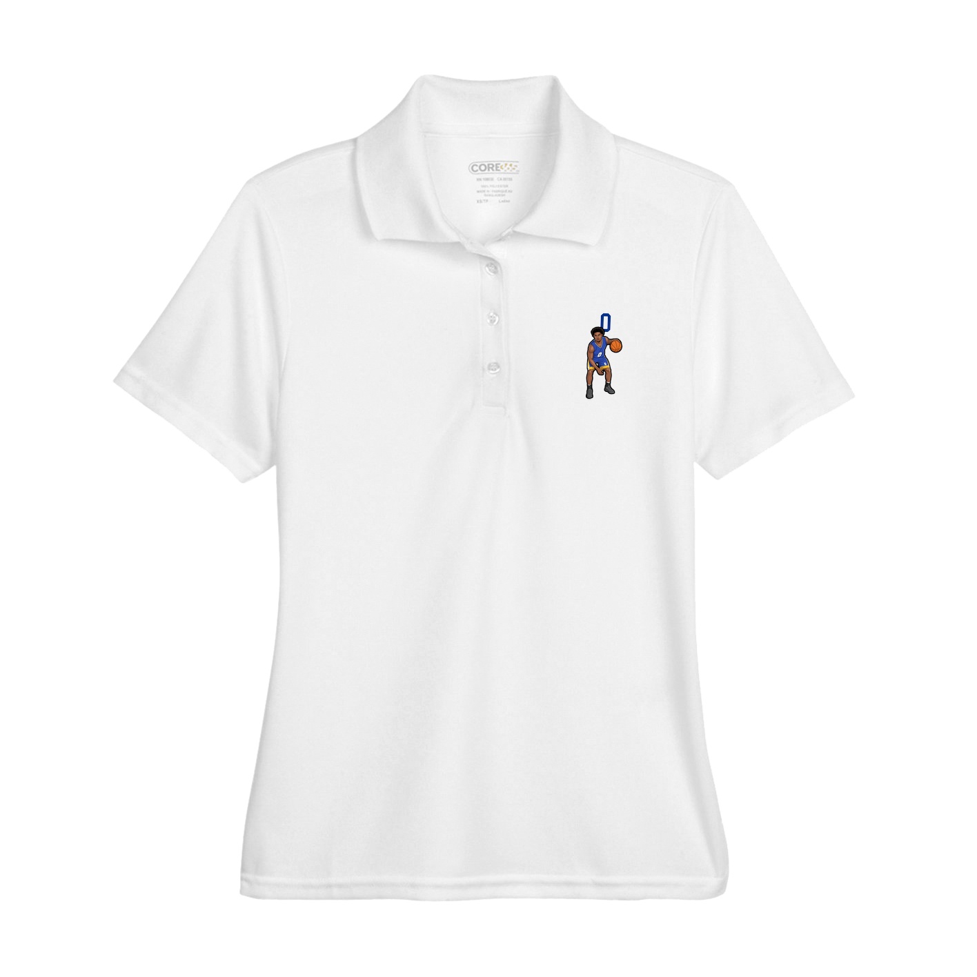 Womens Performance Polo — Number Top in White