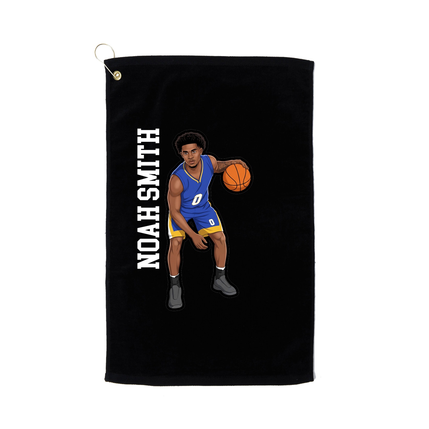 Golf Towel — Name Vertical in Black