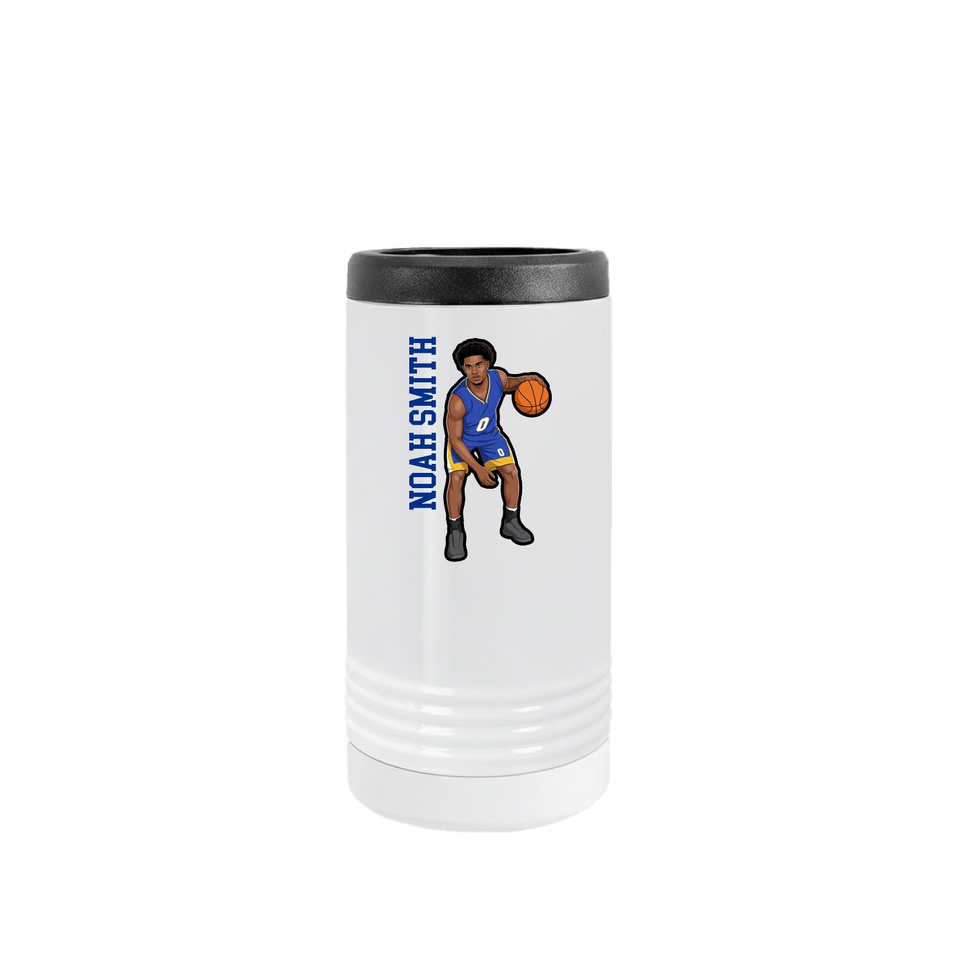 Slim Beverage Holder — Name Vertical in White