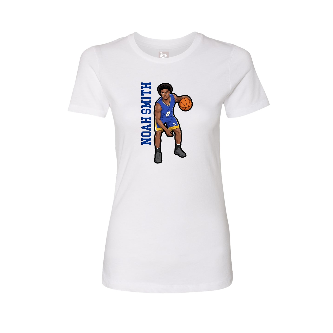Womens Tee — Name Vertical in White