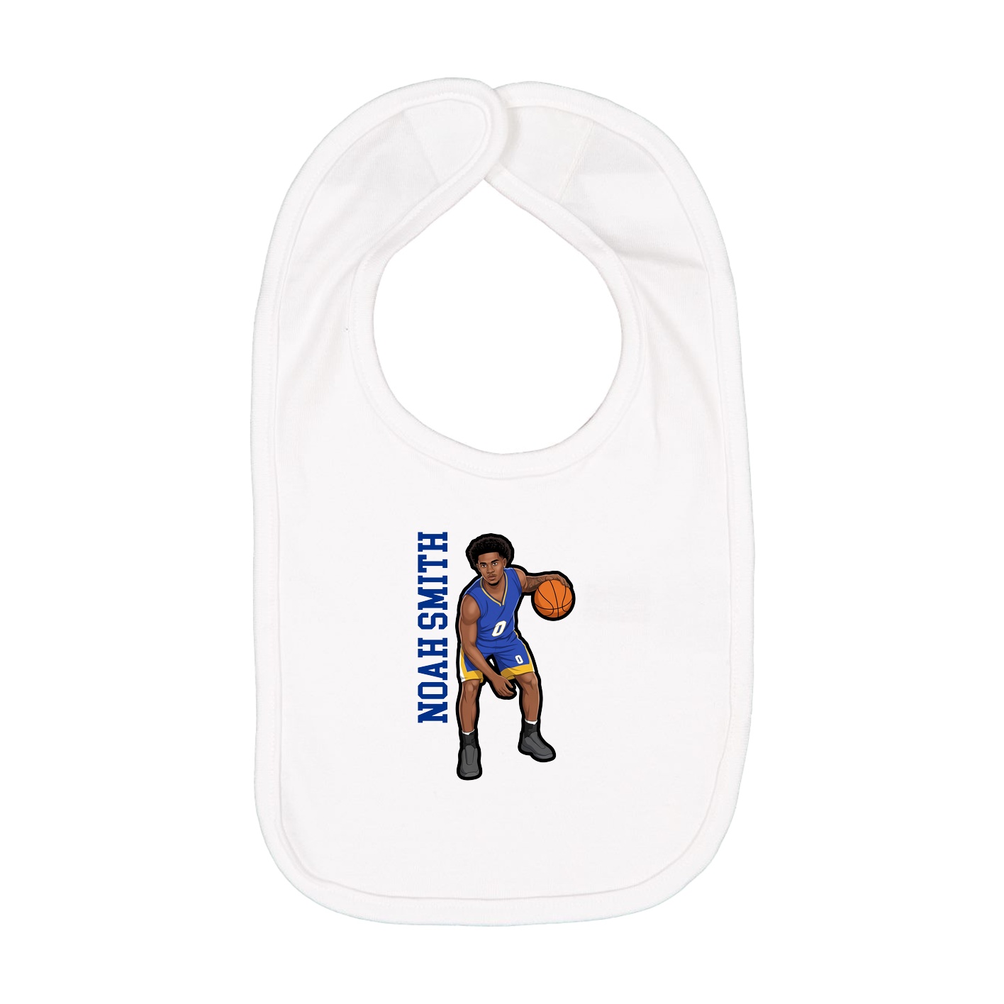 Infant Bib — Name Vertical in White