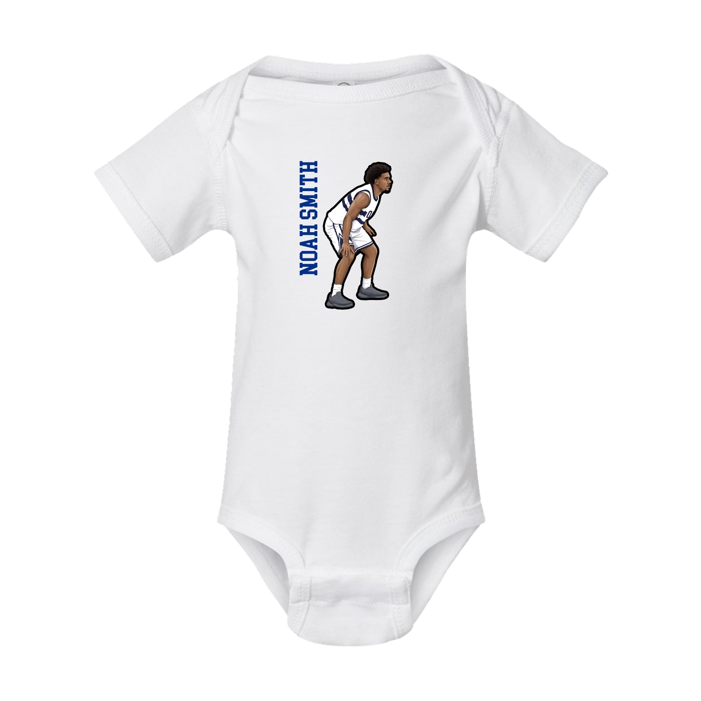 Baby Onesie — Name Vertical in White