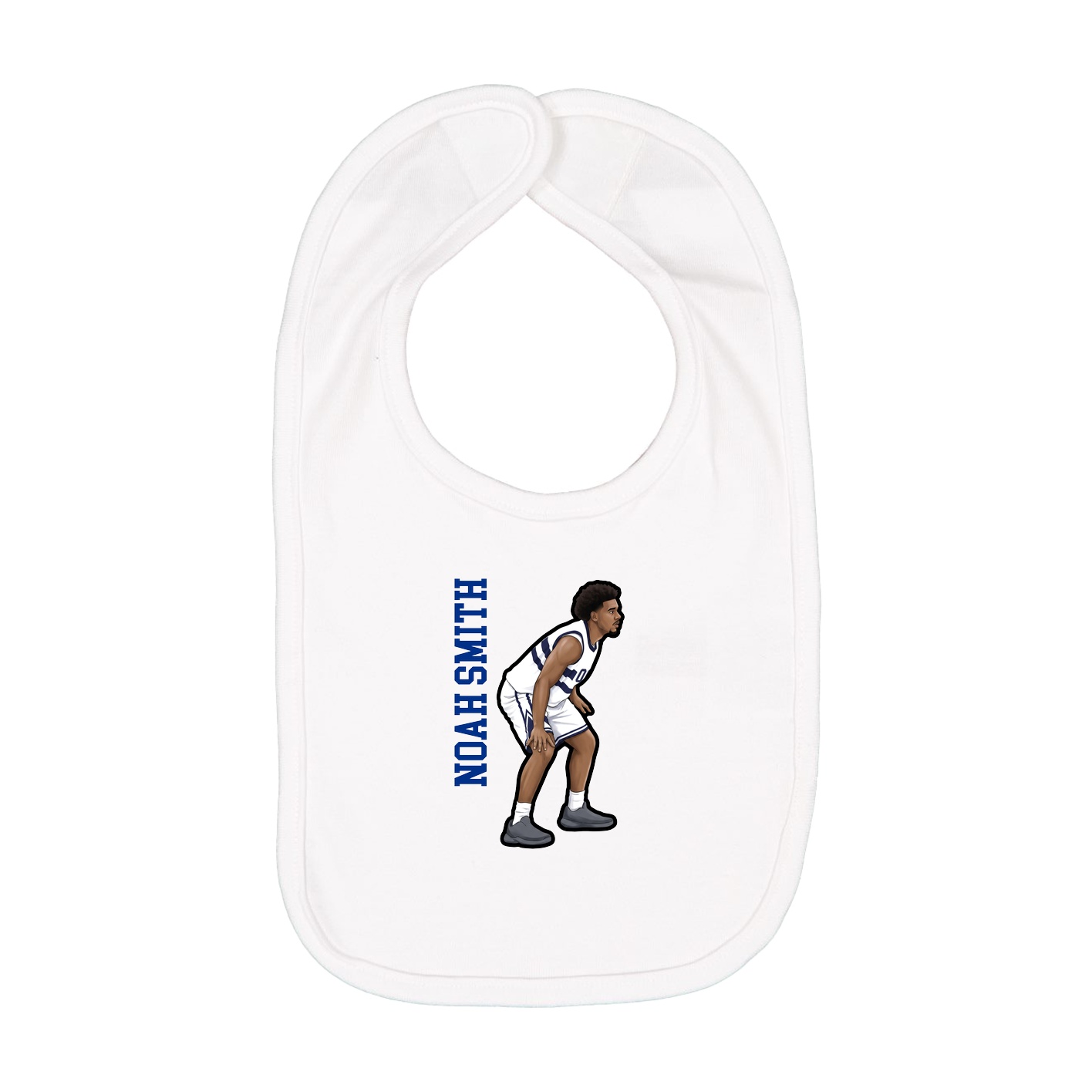 Infant Bib — Name Vertical in White