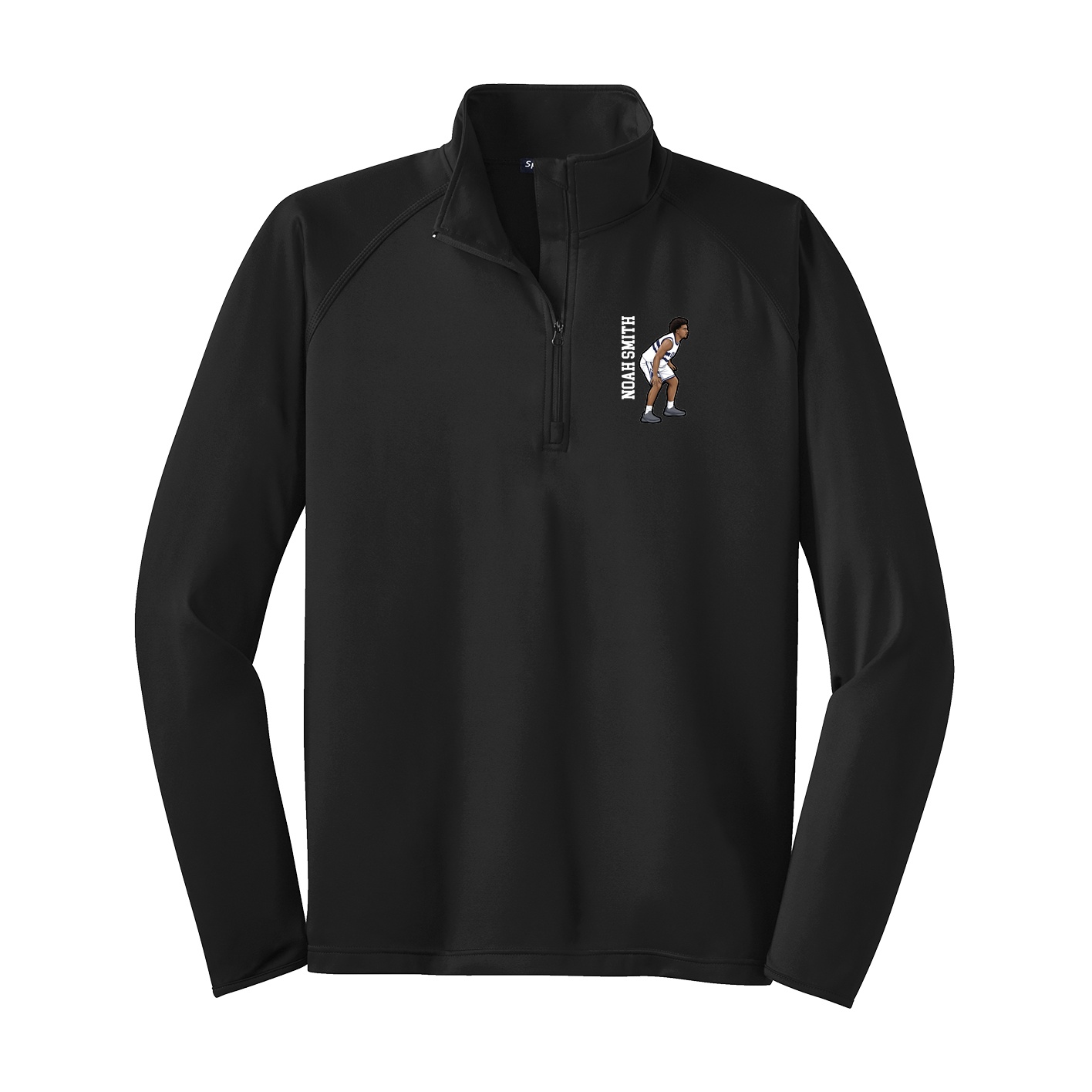 Q-Zip Pullover — Name Vertical in Black