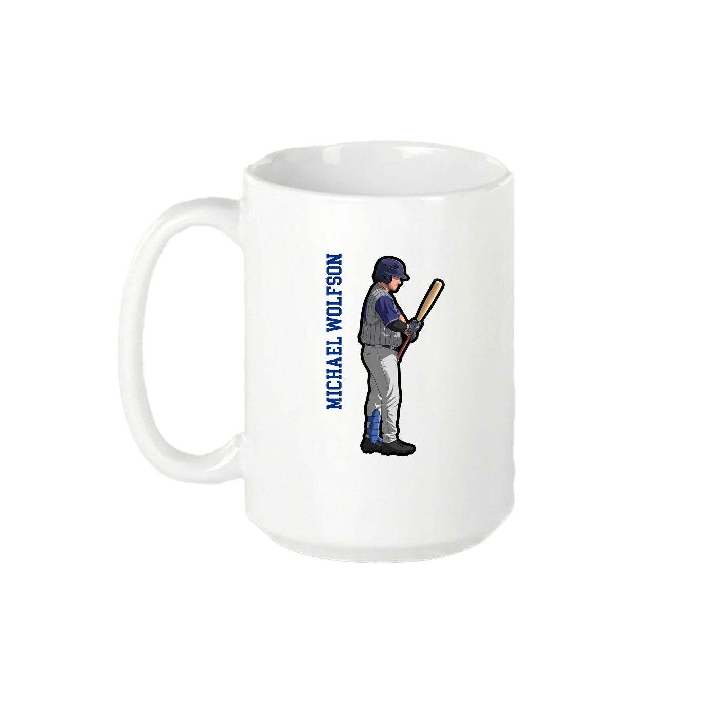 15oz Coffee Mug — Name Vertical in White