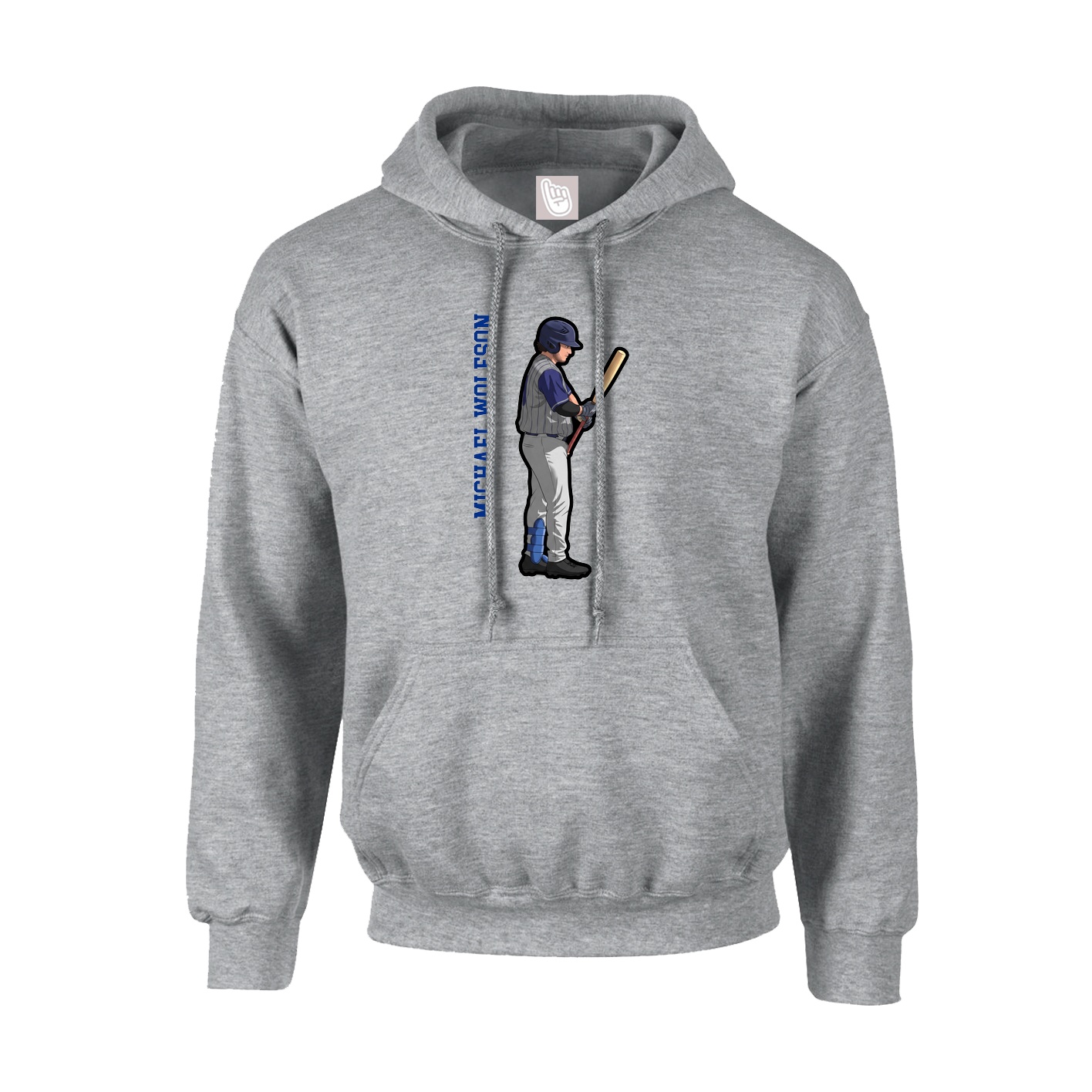 Youth Hoodie — Name Vertical in Grey