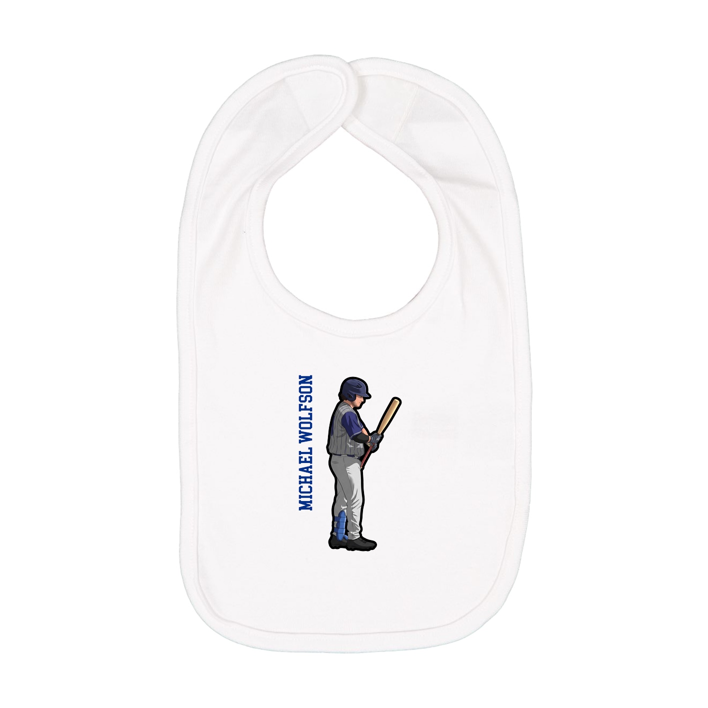 Infant Bib — Name Vertical in White