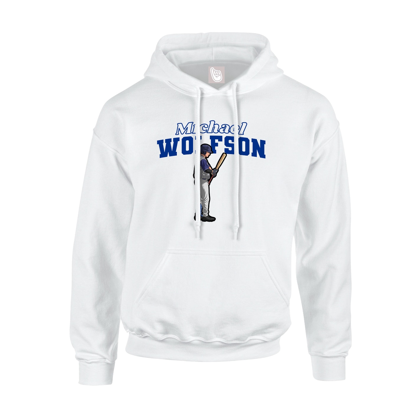 Youth Hoodie — Name Arch in White