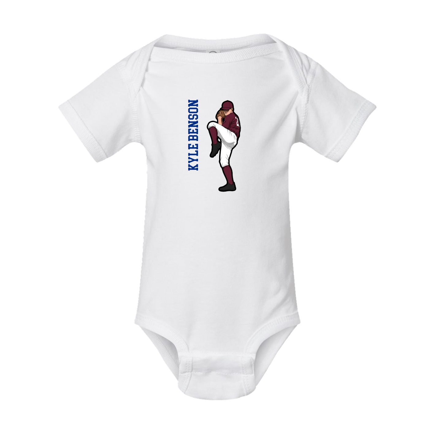 Baby Onesie — Name Vertical in White