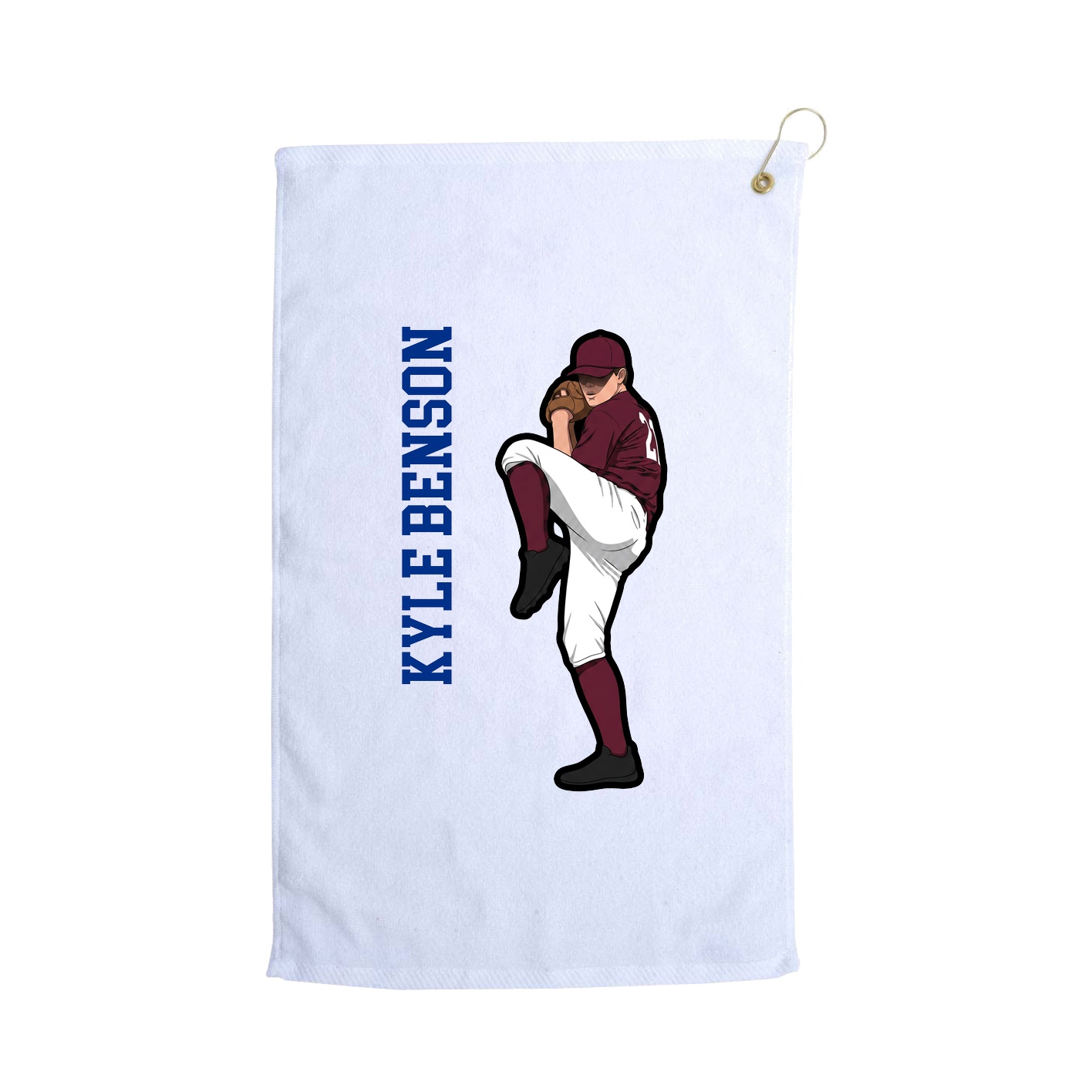 Golf Towel — Name Vertical in White