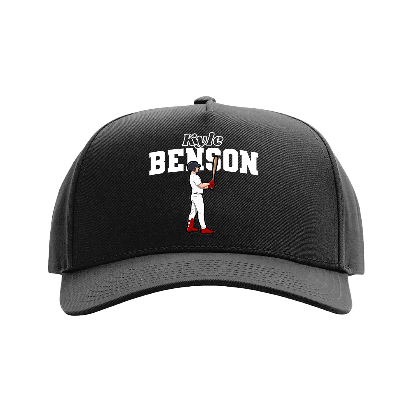 Full Fabric Five-Panel Champ Cap — Name Arch in Black