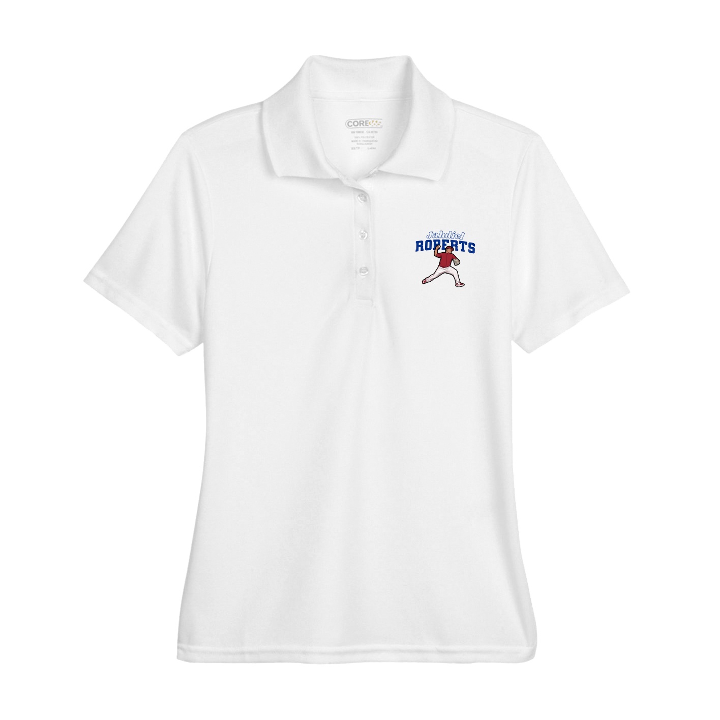 Womens Performance Polo — Name Arch in White