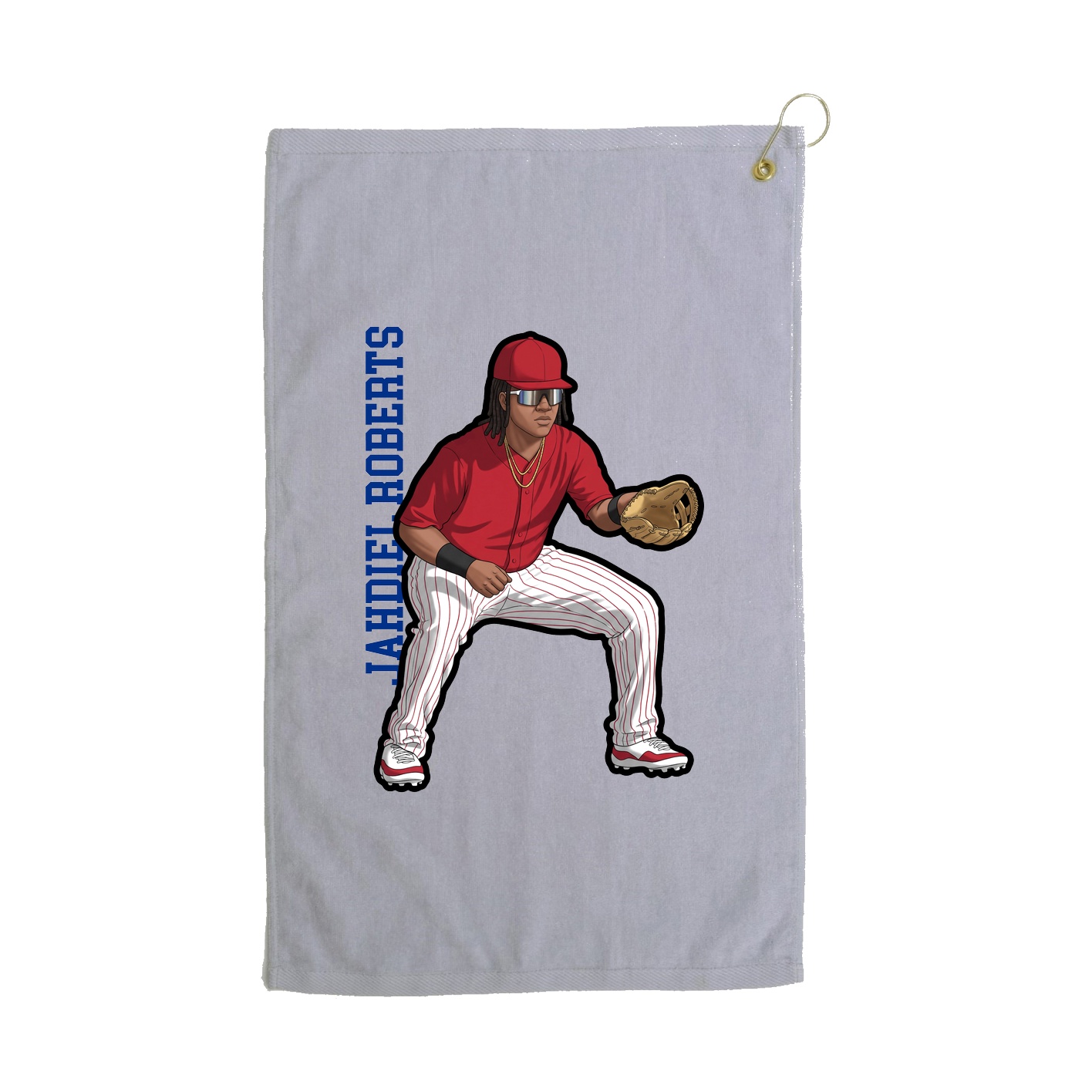 Golf Towel — Name Vertical in Grey