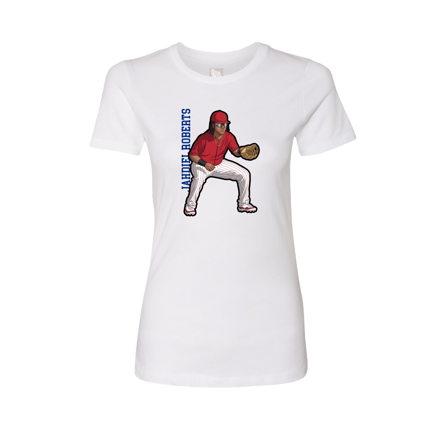 Womens Tee — Name Vertical in White