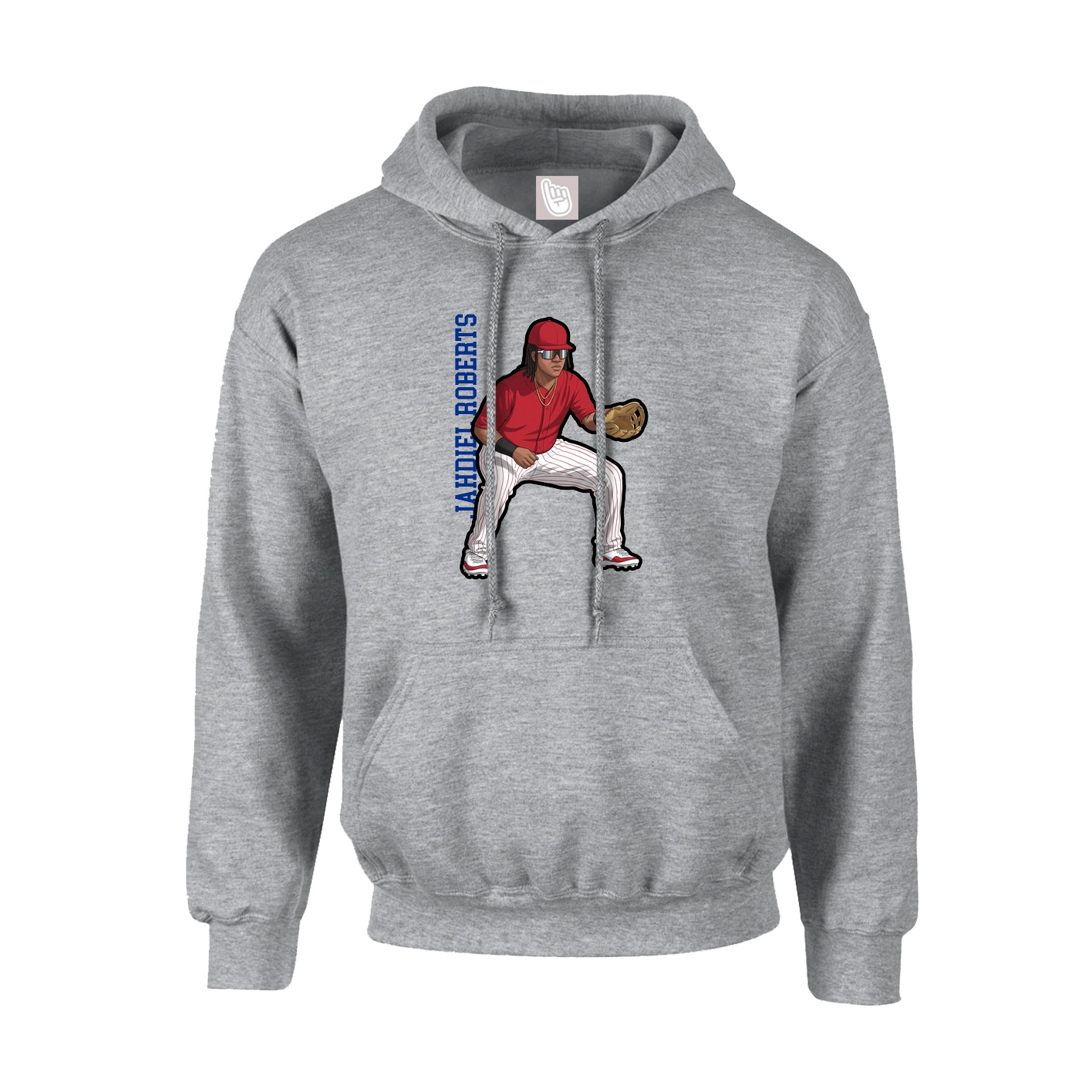 Youth Hoodie — Name Vertical in Grey