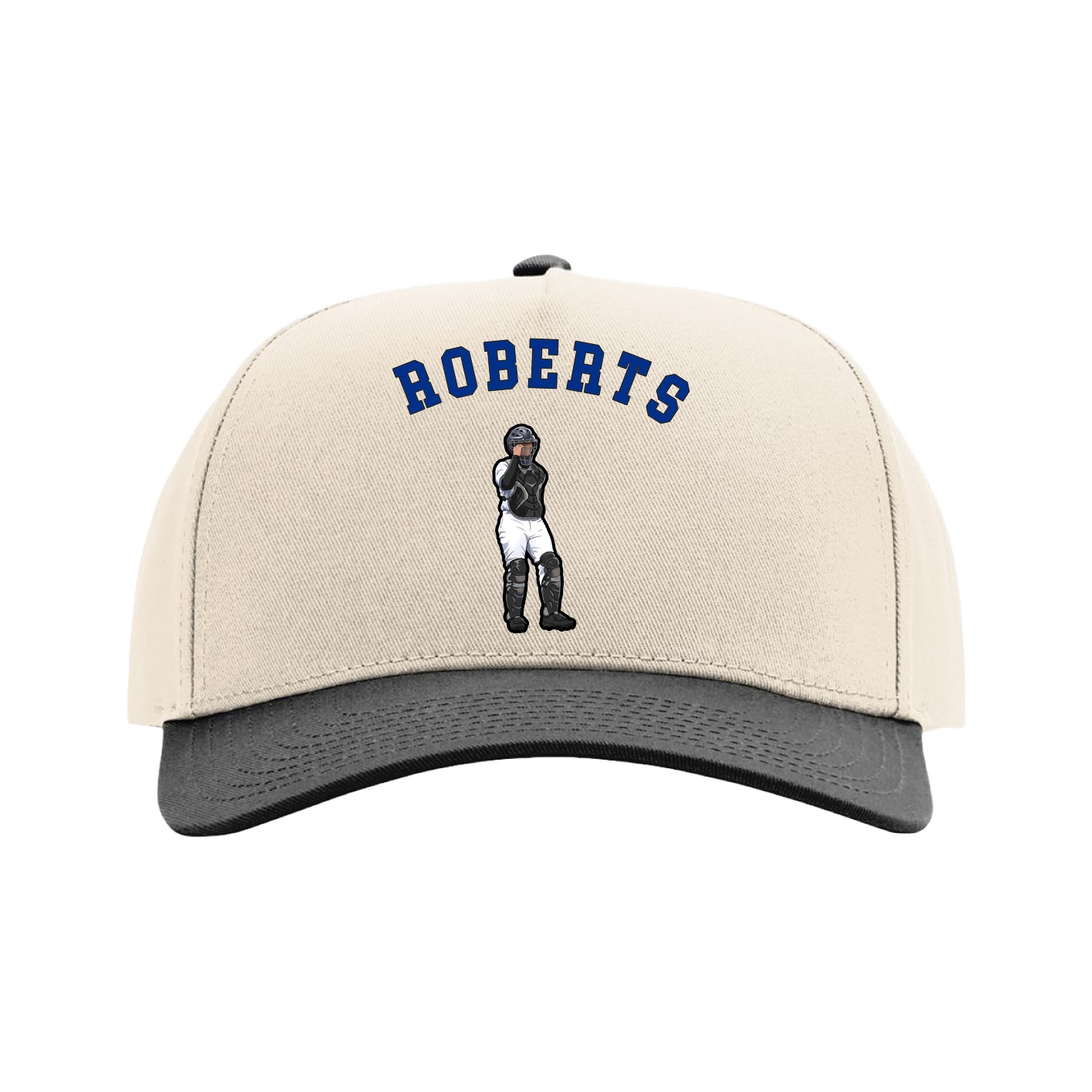 Full Fabric Five-Panel Champ Cap — Shirsey Arch in Cream/Black
