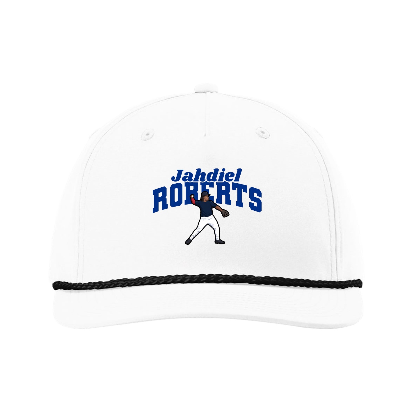 Five-Panel Classic Rope Cap — Signature Arch in White