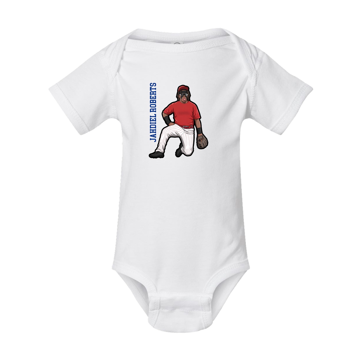 Baby Onesie — Name Vertical in White