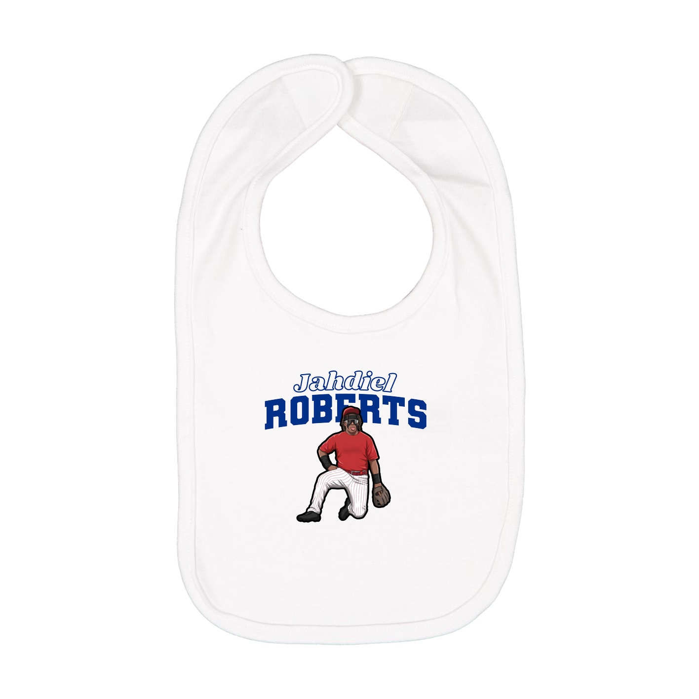 Infant Bib — Name Arch in White