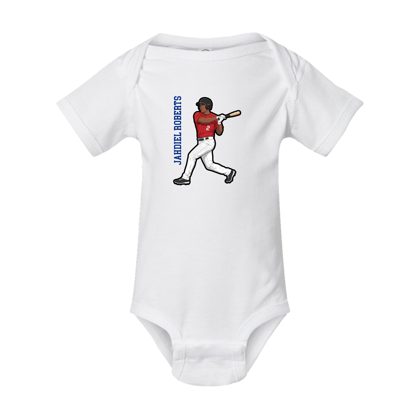 Baby Onesie — Name Vertical in White