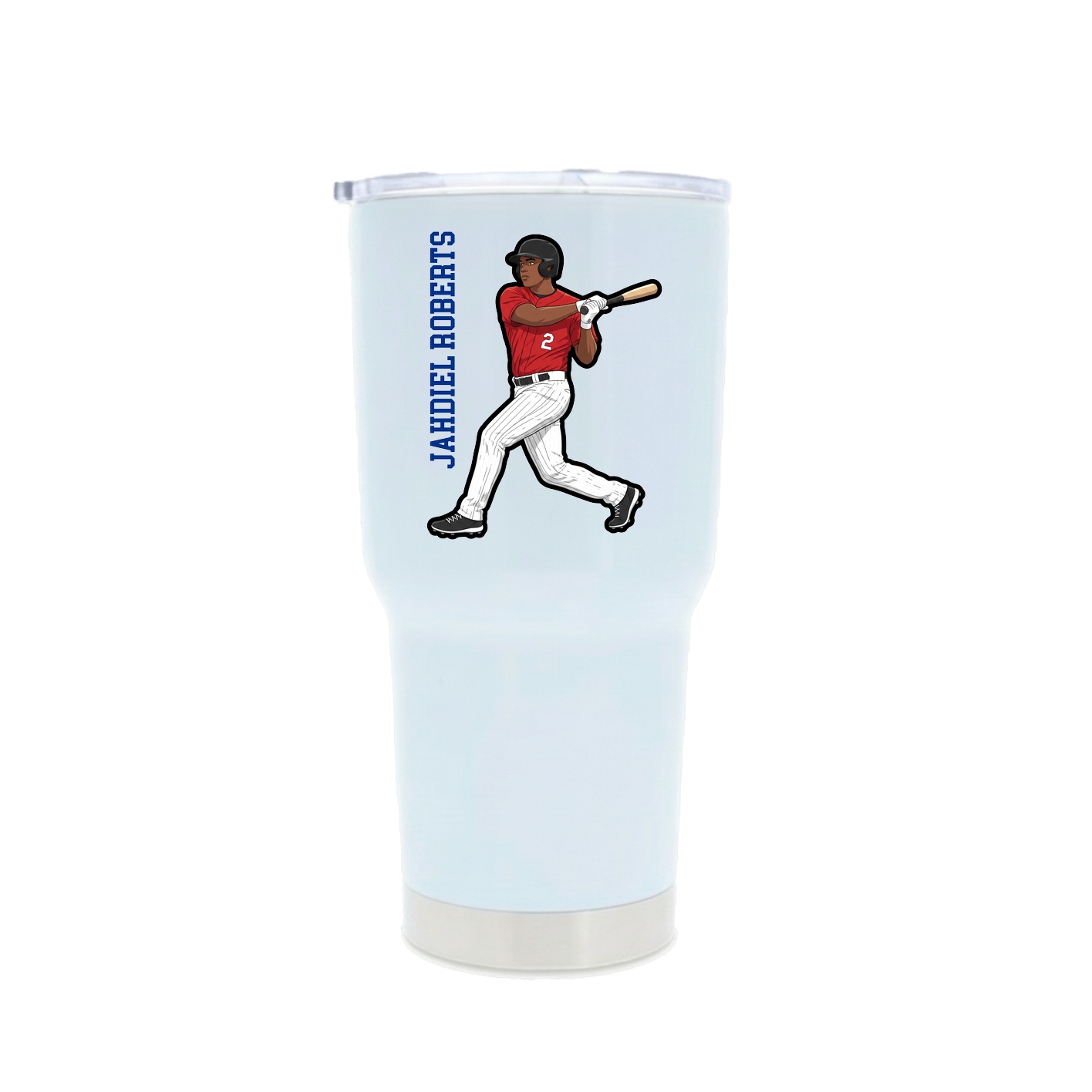 30oz Stainless Steel Tumbler — Name Vertical in White