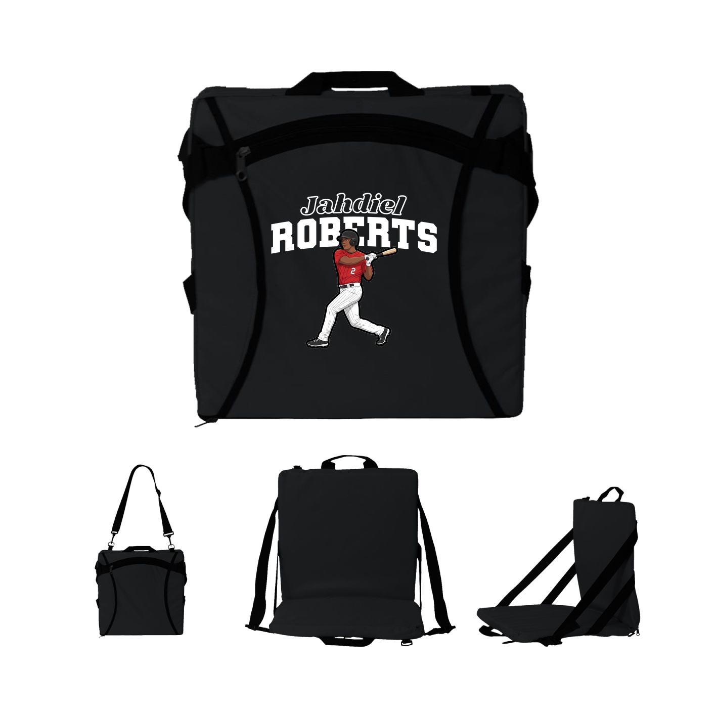 Folding Stadium Seat — Name Arch in Black