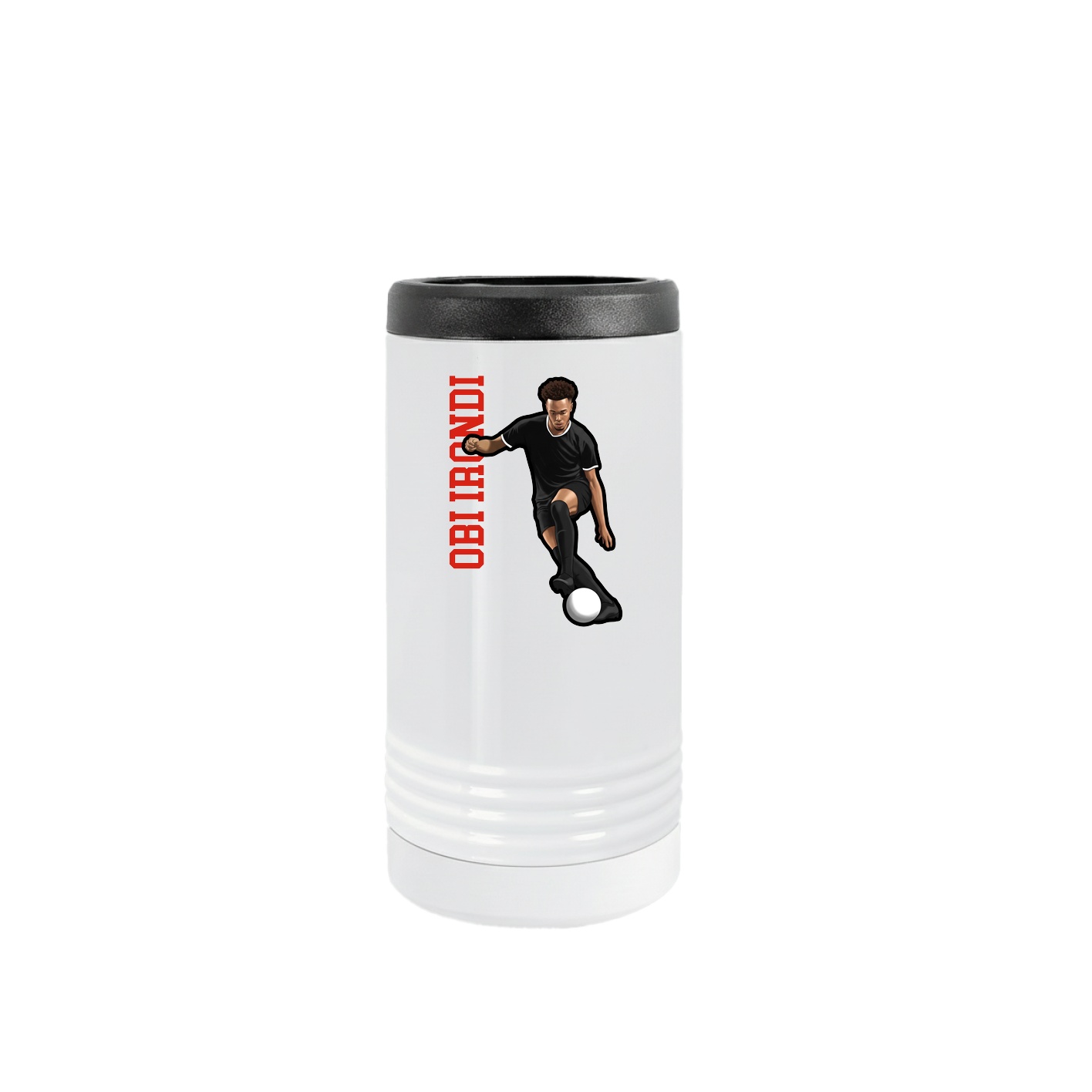 Slim Beverage Holder — Name Vertical in White