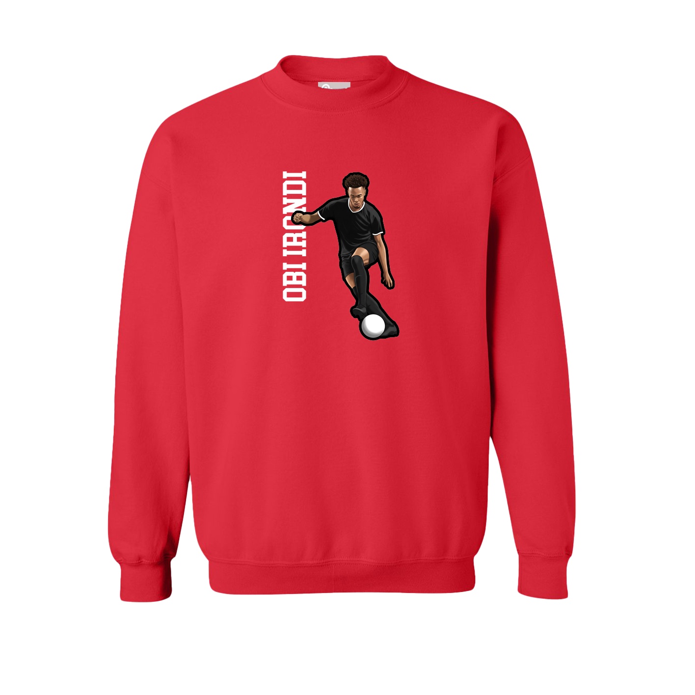 Fleece Crew — Name Vertical in Red