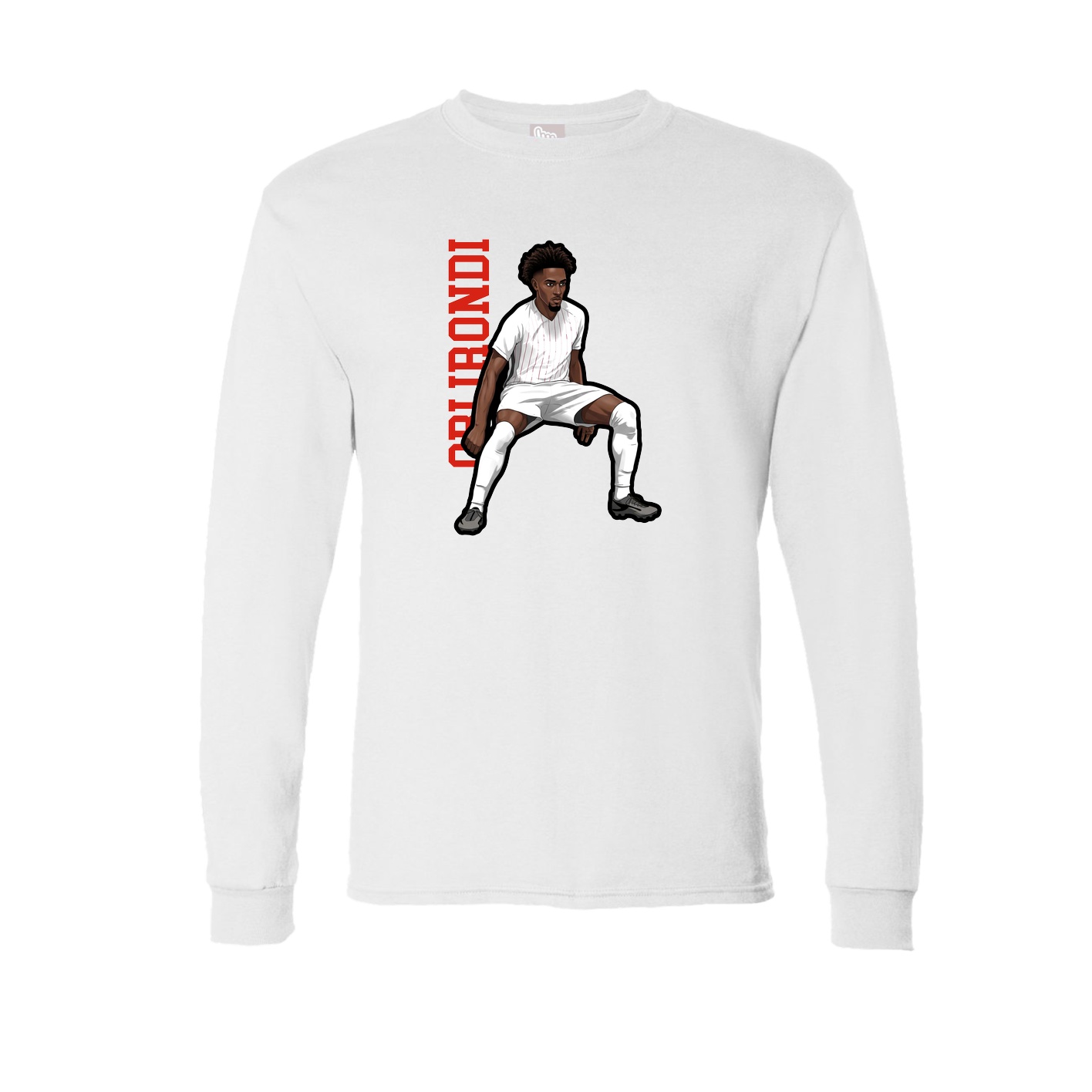 Long Sleeve Tee — Name Vertical in White