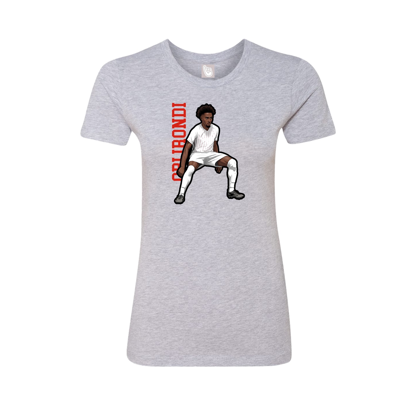 Fitted Women's Tee — Name Vertical in Grey