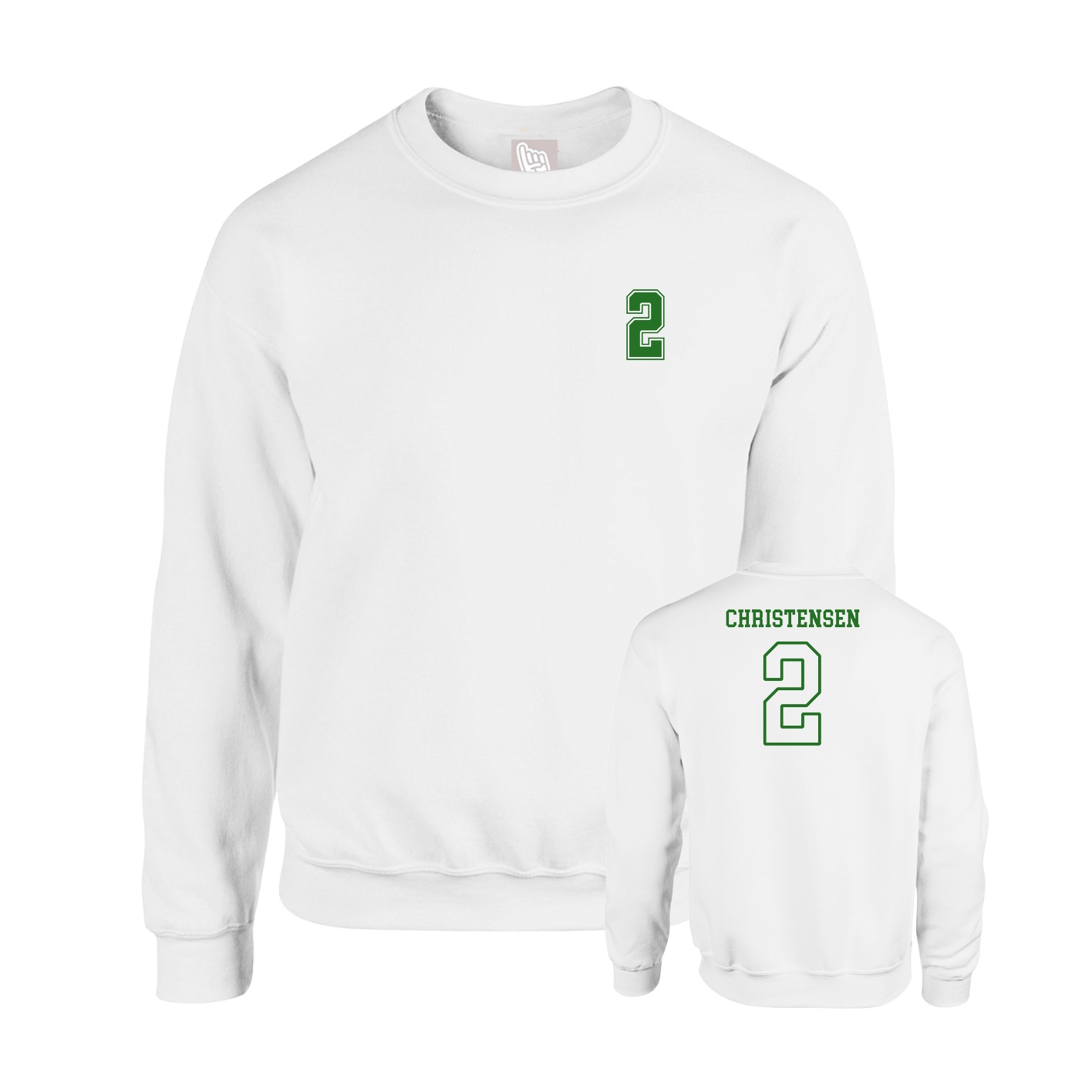 Fleece Crew — Chest Back in White