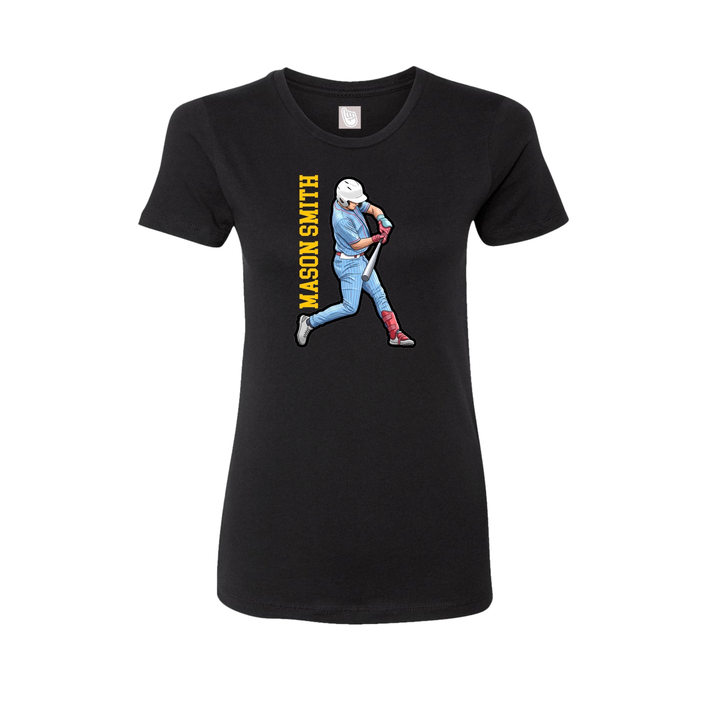Fitted Women's Tee — Name Vertical in Black