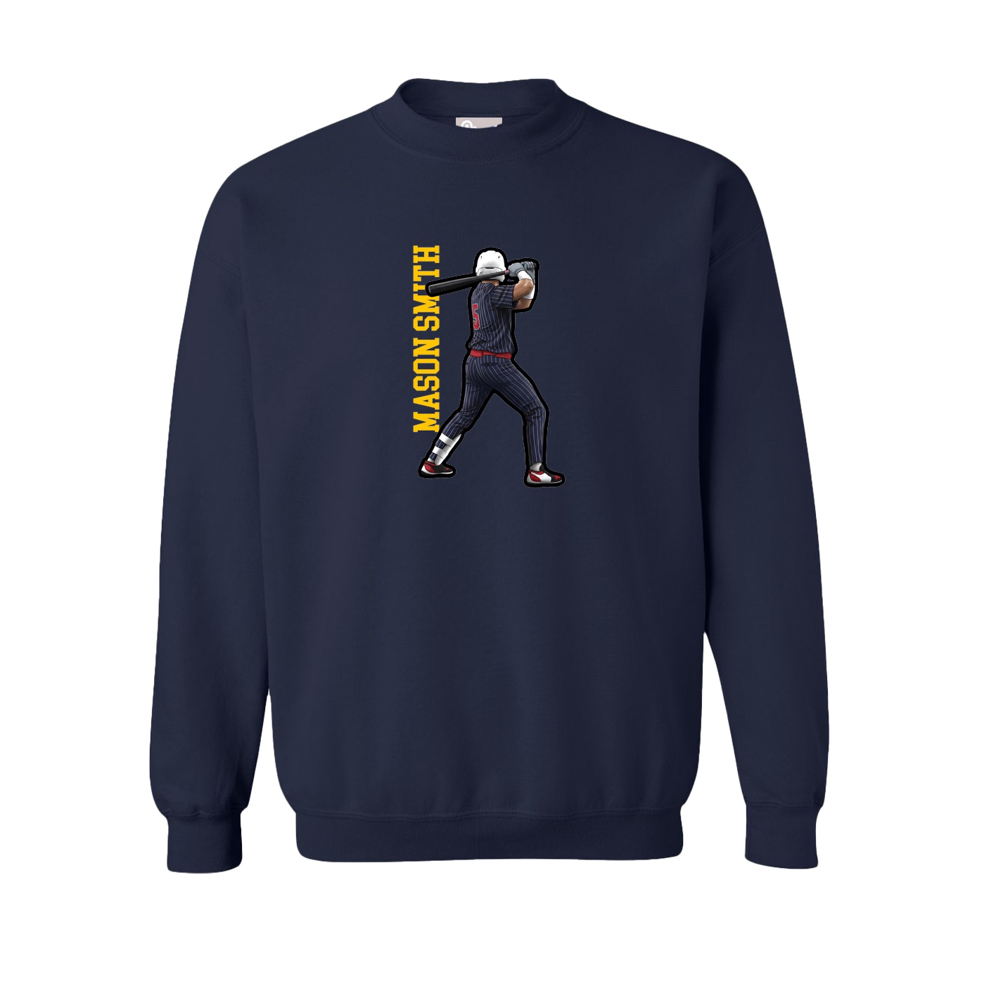 Fleece Crew — Name Vertical in Navy