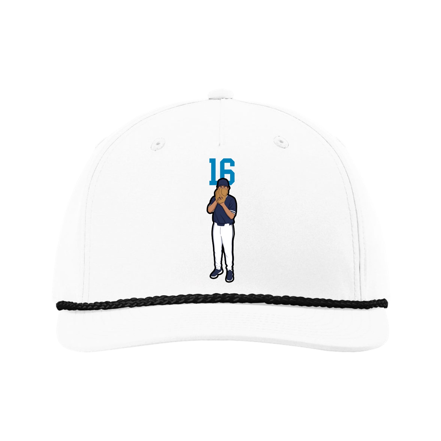 Five-Panel Classic Rope Cap — Number Top in White