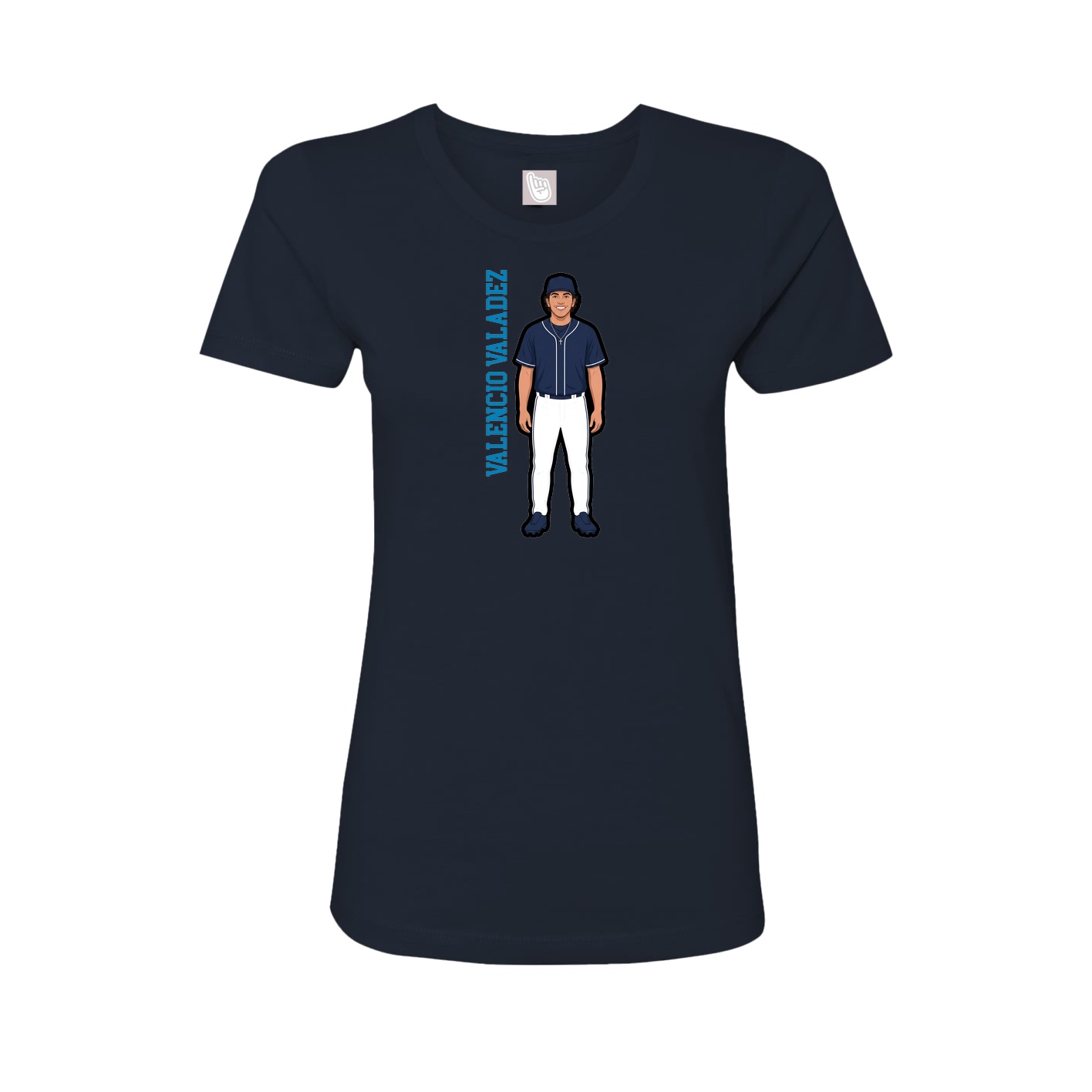 Fitted Women's Tee — Name Vertical in Navy