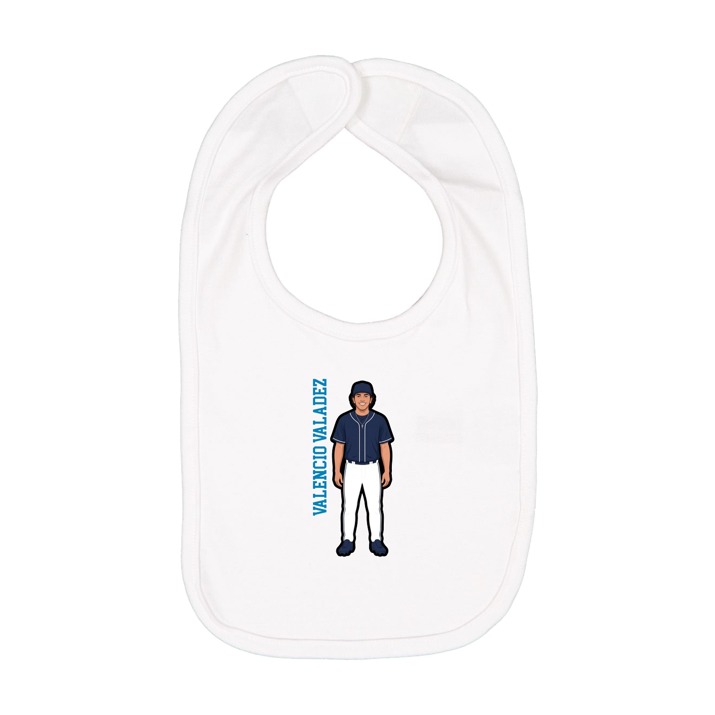 Infant Bib — Name Vertical in White