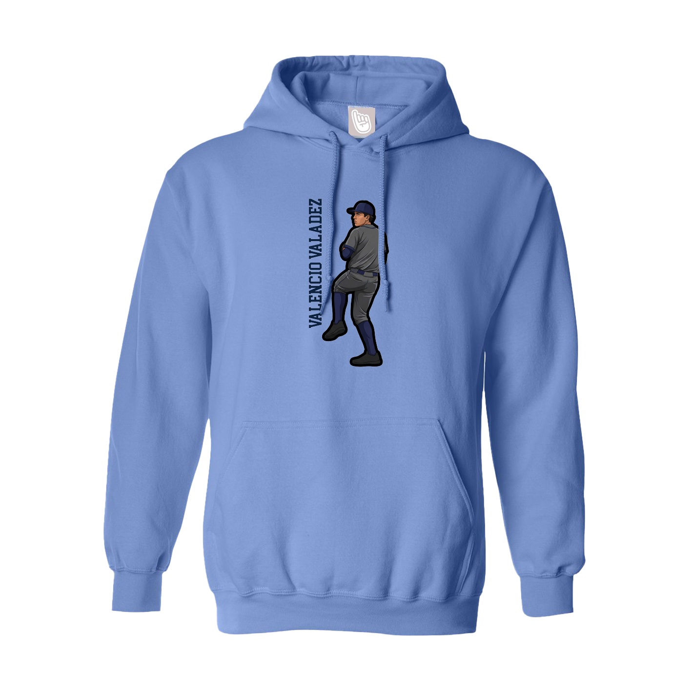 Youth Hoodie — Name Vertical in Powder Blue