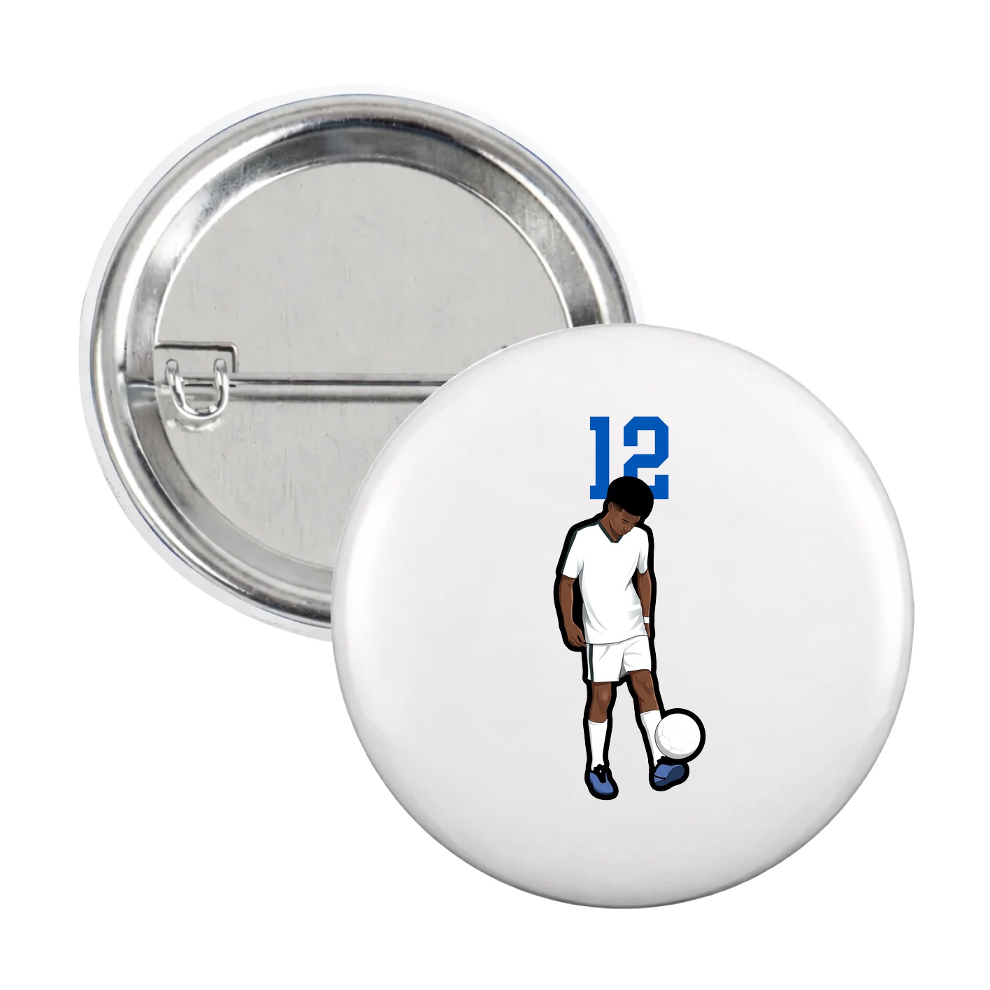 Game Day Button — Number Top in White