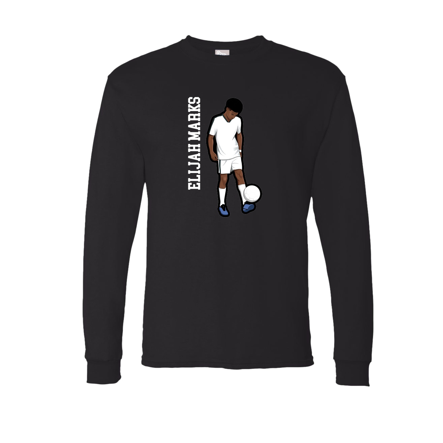 Long Sleeve Tee — Name Vertical in Black