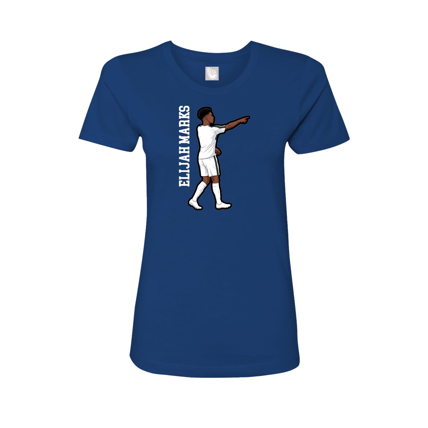 Fitted Women's Tee — Name Vertical in Royal