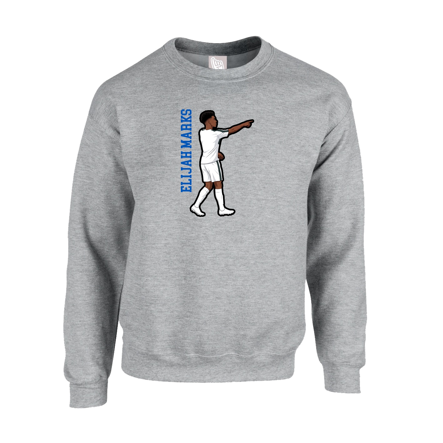 Fleece Crew — Name Vertical in Grey