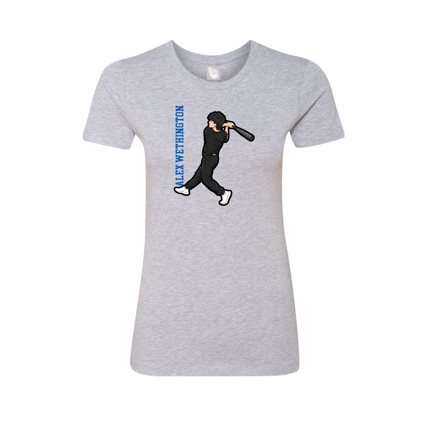 Womens Tee — Name Vertical in Grey