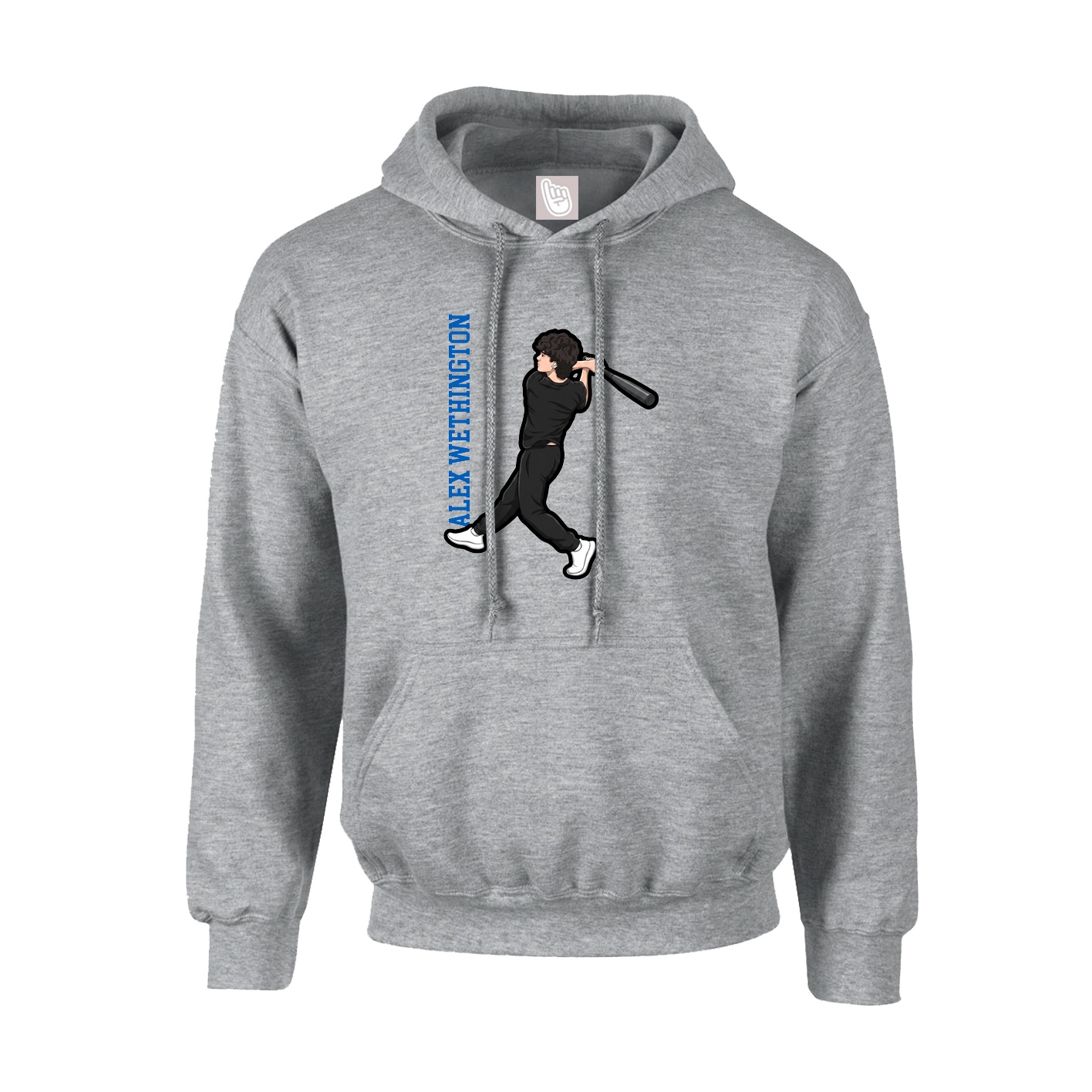 Hoodie — Name Vertical in Grey