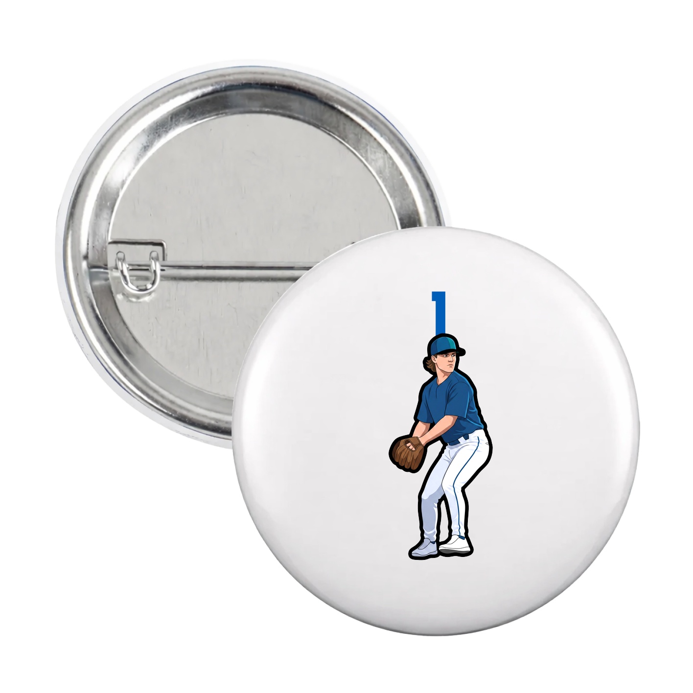 Game Day Button — Number Top in White