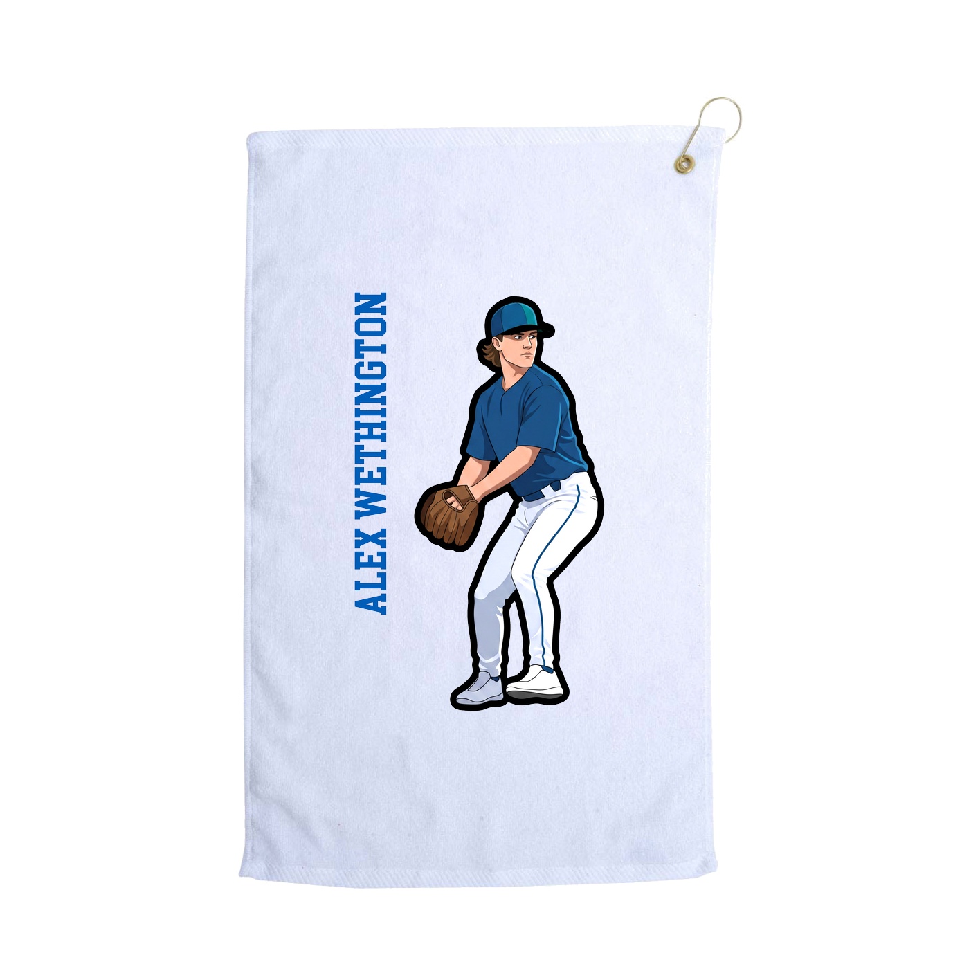 Golf Towel — Name Vertical in White