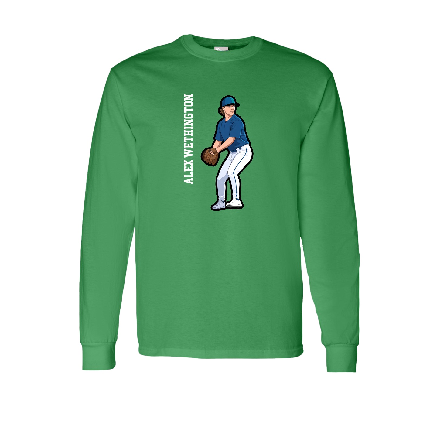 Long Sleeve Tee — Name Vertical in Green