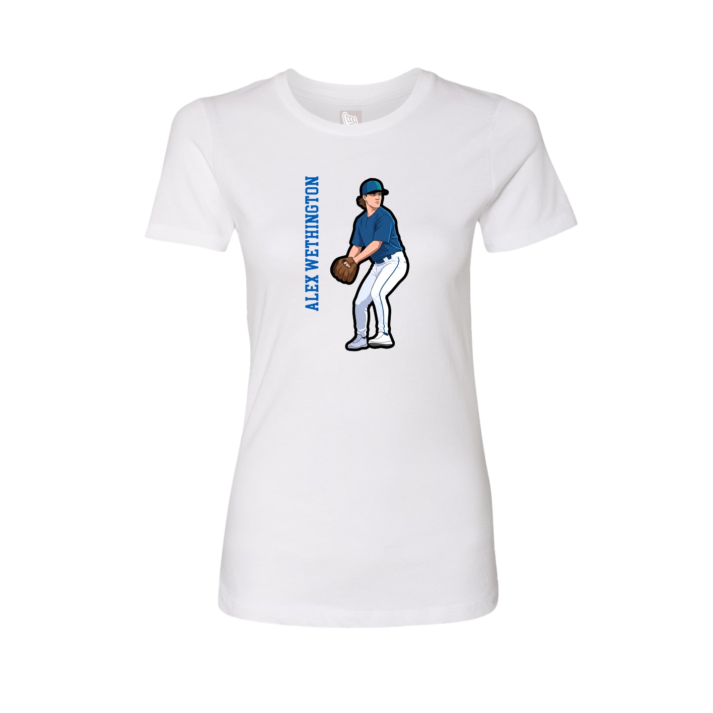 Fitted Women's Tee — Name Vertical in White