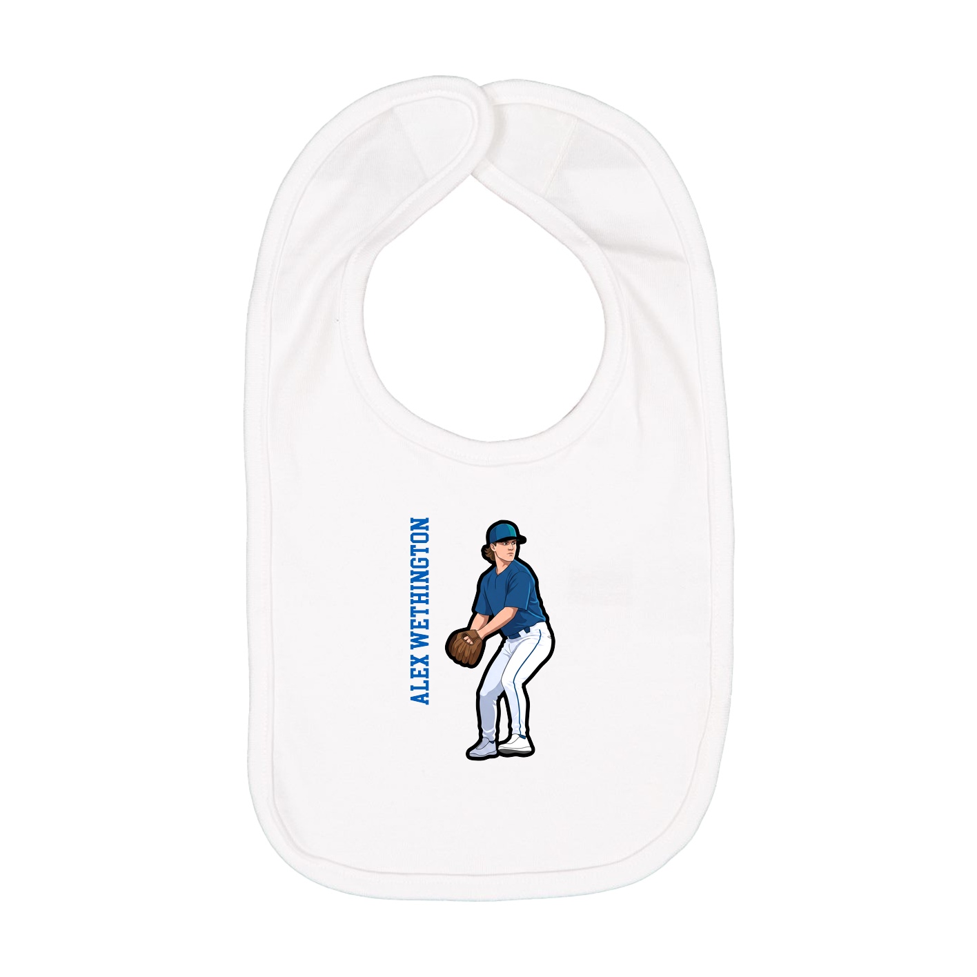 Infant Bib — Name Vertical in White