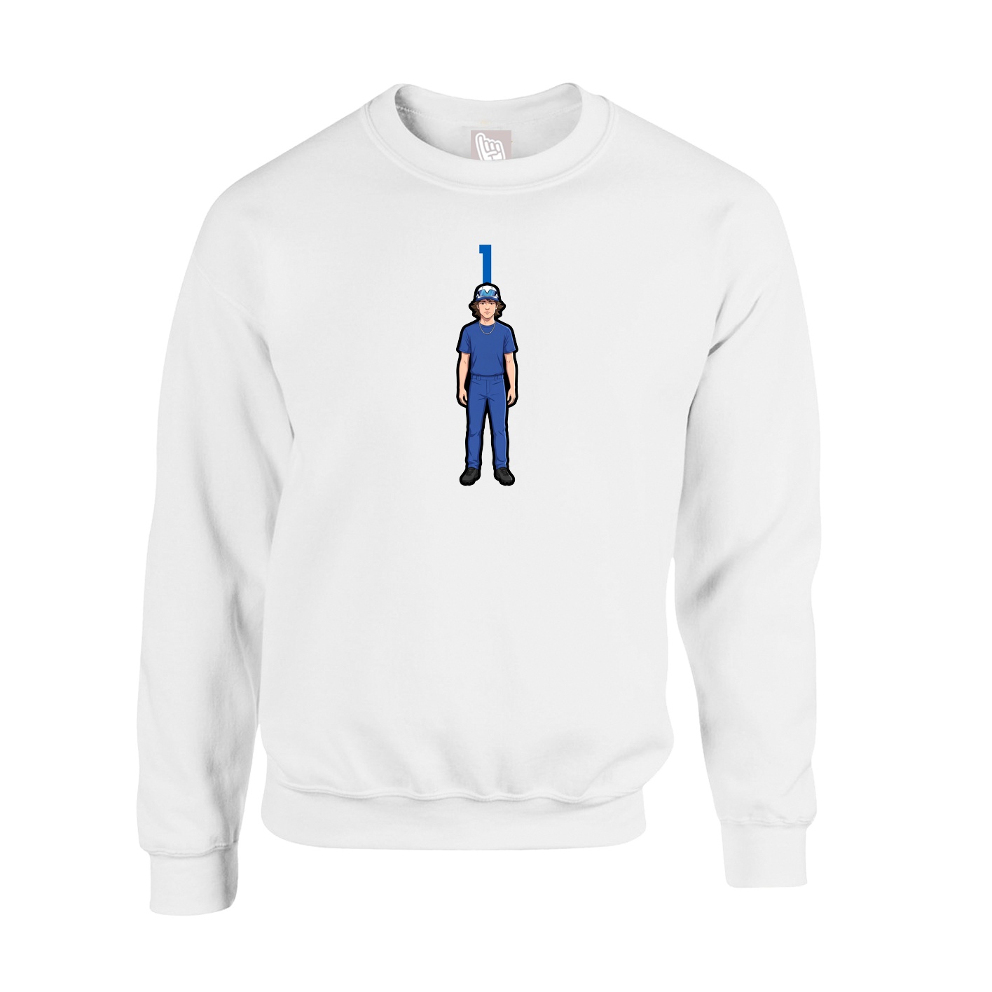 Fleece Crew — Number Top in White