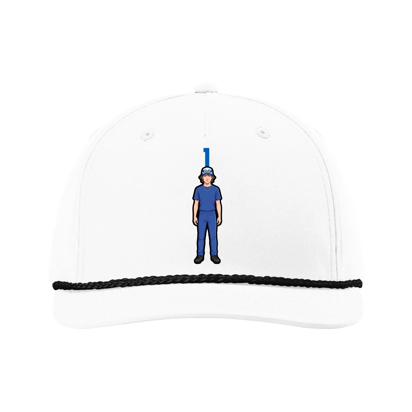 Five-Panel Classic Rope Cap — Number Top in White
